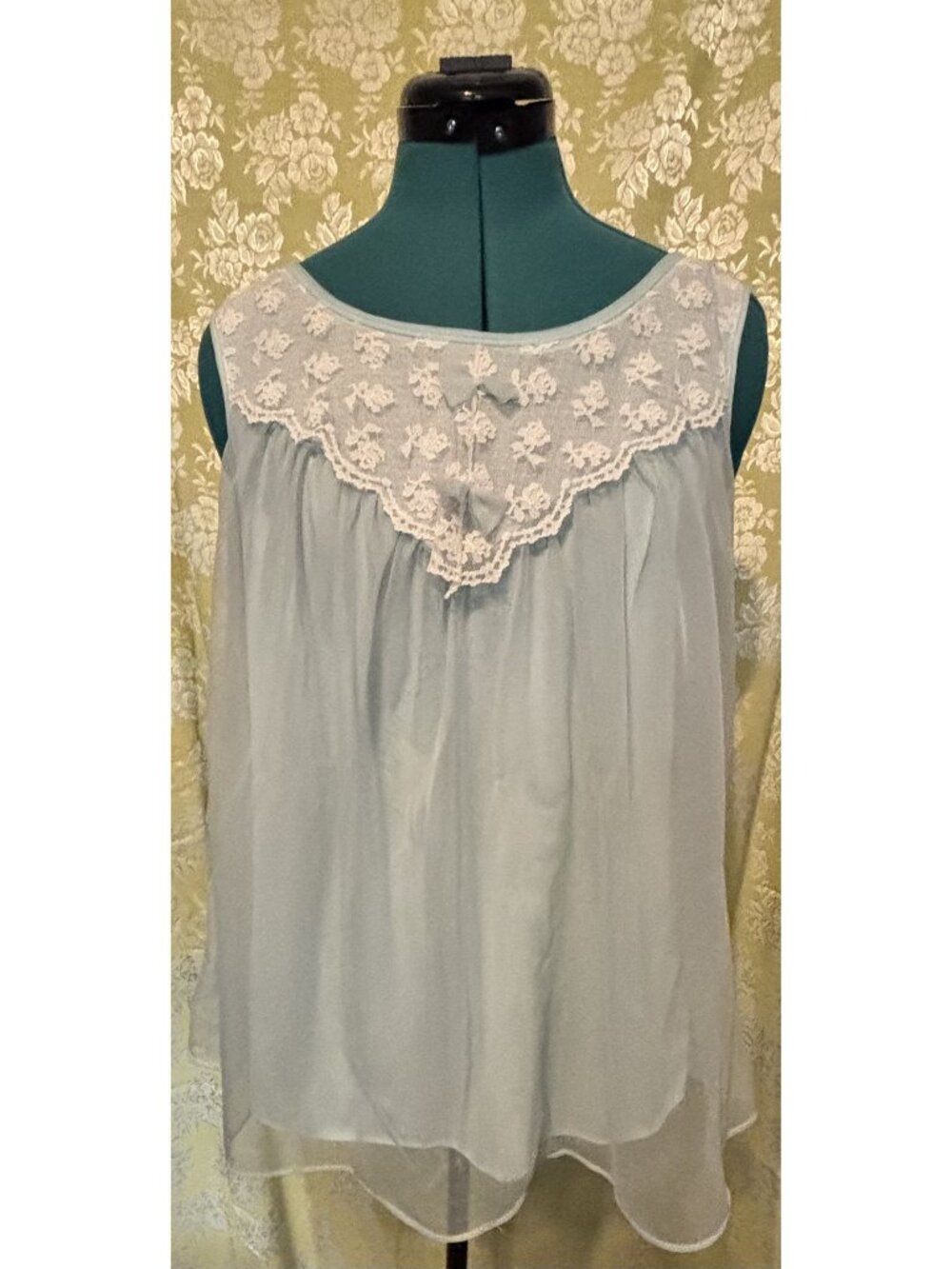 Vintage Blue Peignoir Nightgown Sz Med